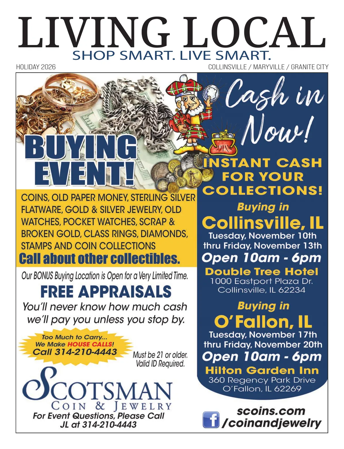Living Local Holiday 2026, Collinsville / Maryville / Granite City edition, front cover
